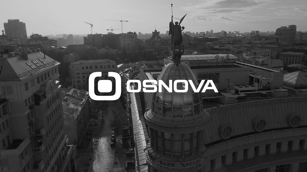 Osnova enterprise logo system on city background