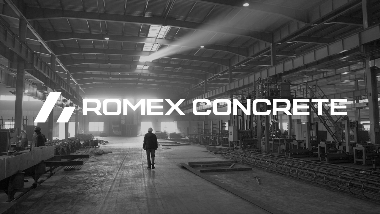 Romex Concrete identity on industrial background