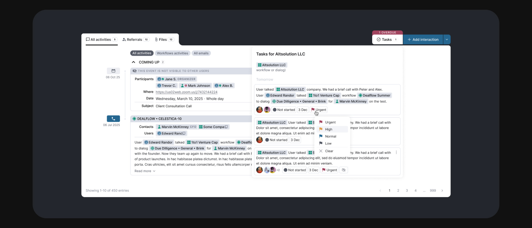 Dialllog task manager interface