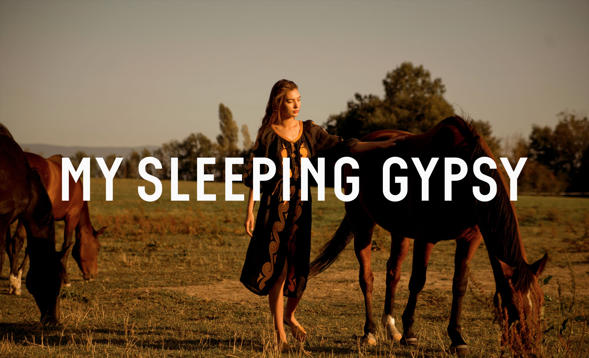 My Sleeping Gypsy main brand image with model and horses