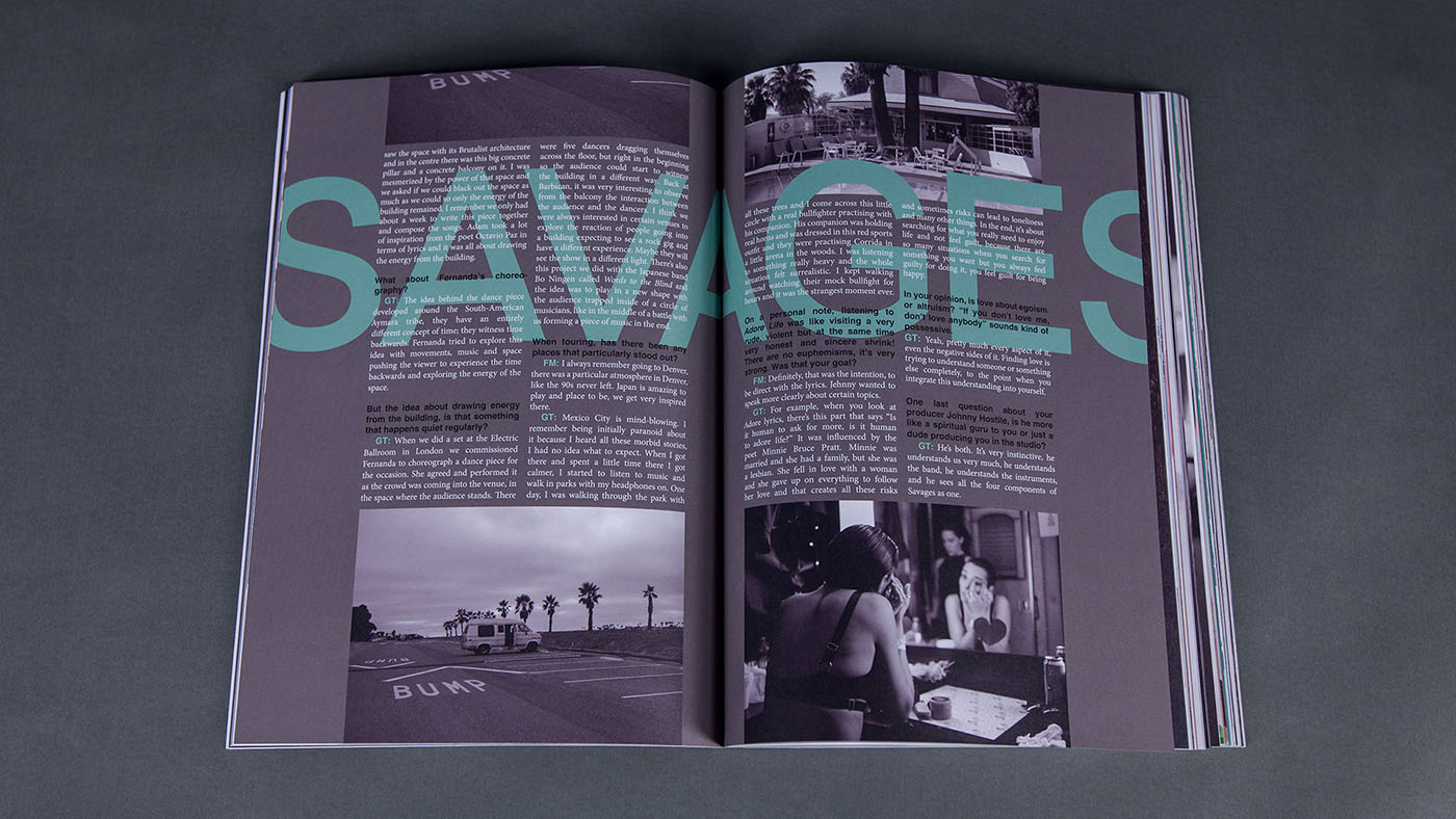 Eclectic Magazine open spread with SAVAGES typography
