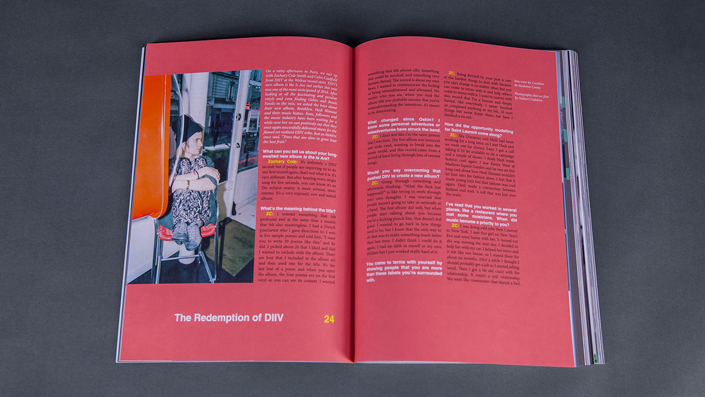 Eclectic Magazine open spread with red editorial pages