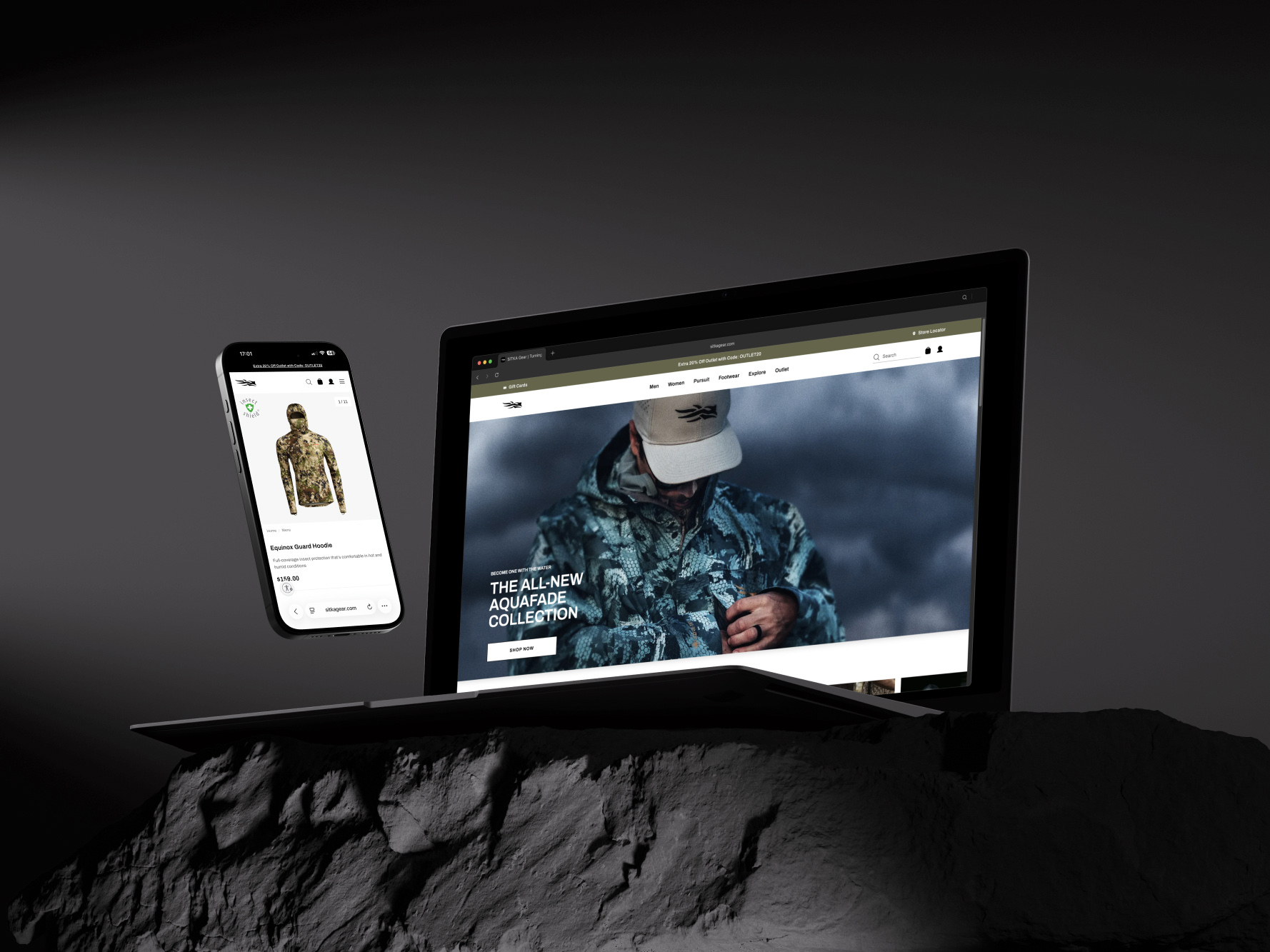 SITKA e-commerce experience across mobile and desktop