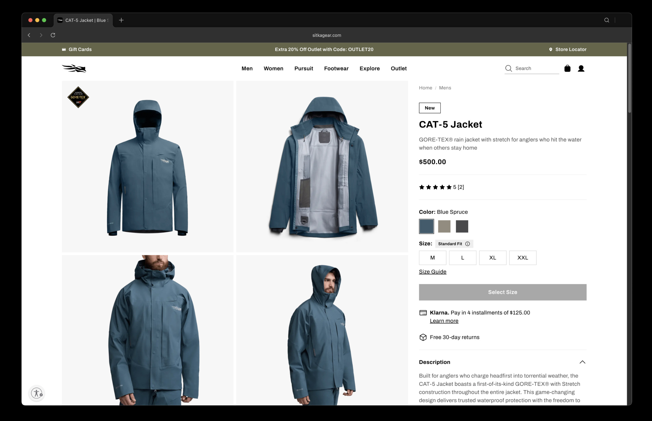 SITKA product detail page design