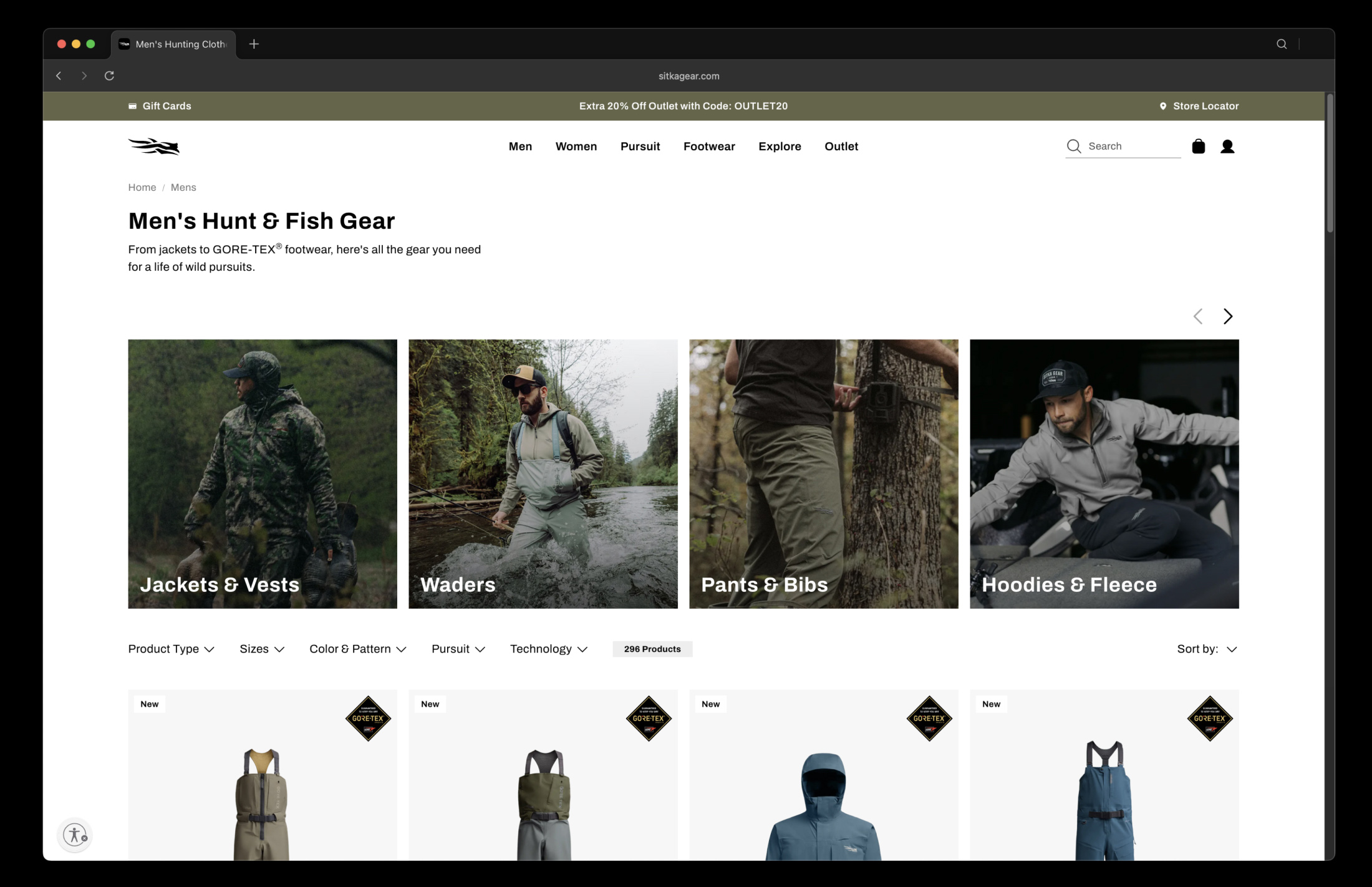 SITKA product listing page design