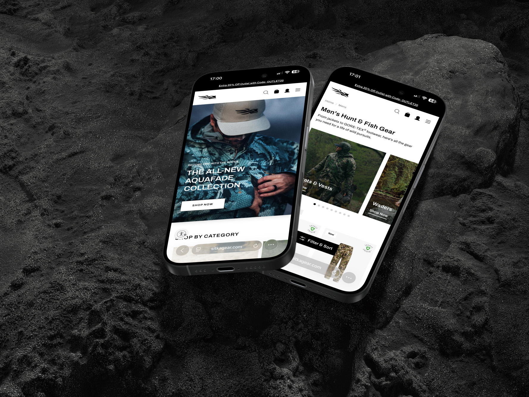 SITKA mobile e-commerce screen sequence