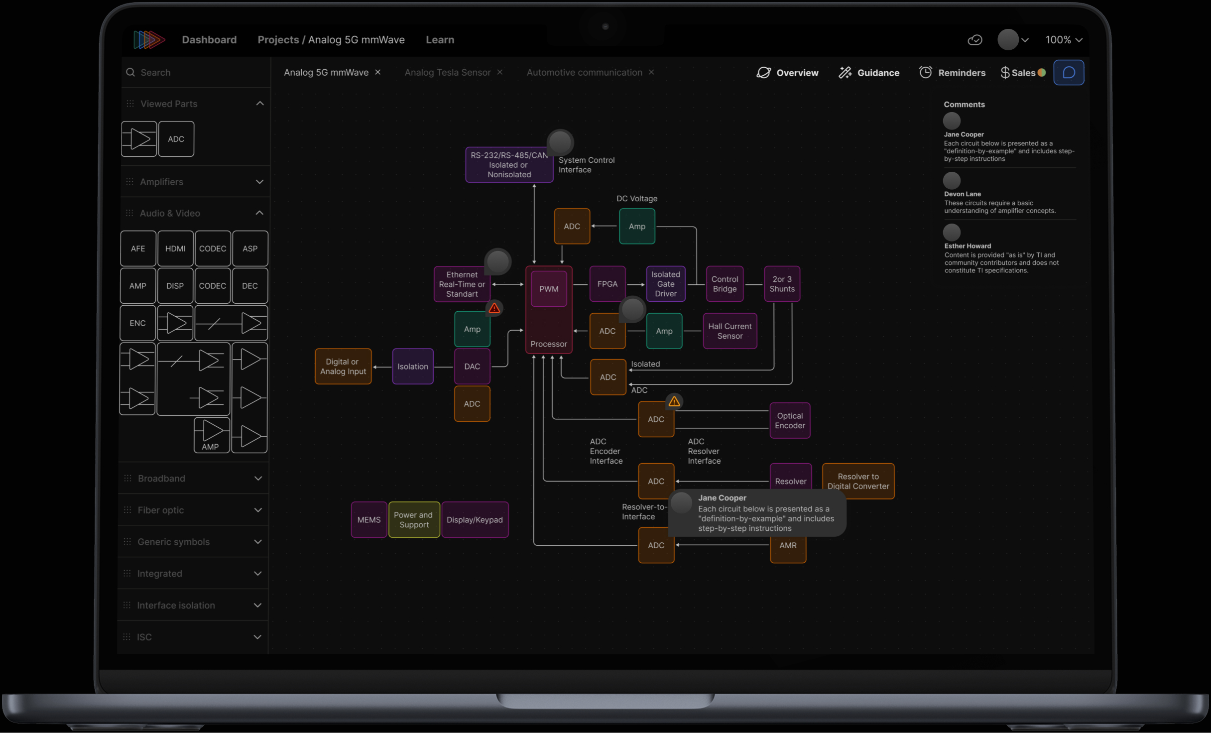 Enterprise web app collaborative commenting and pricing interface
